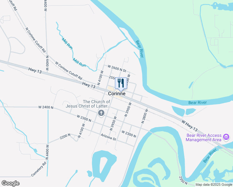map of restaurants, bars, coffee shops, grocery stores, and more near 3980 North Front Street in Corinne