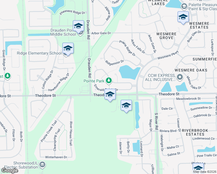 map of restaurants, bars, coffee shops, grocery stores, and more near 5816 Lake Pointe Drive in Plainfield