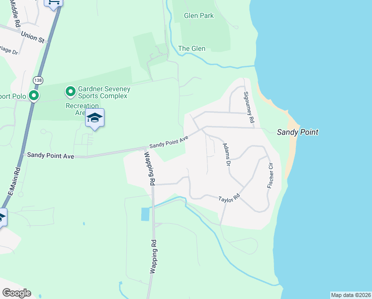 map of restaurants, bars, coffee shops, grocery stores, and more near 390 Sandy Point Avenue in Portsmouth