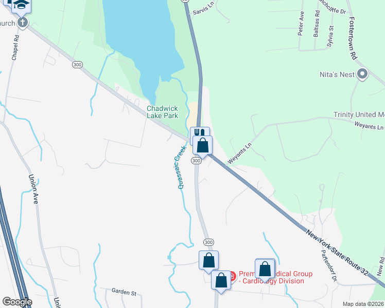 map of restaurants, bars, coffee shops, grocery stores, and more near 1661 New York 300 in Newburgh