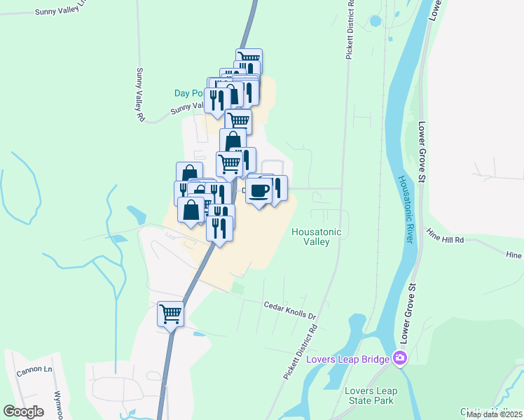 map of restaurants, bars, coffee shops, grocery stores, and more near 169 Danbury Road in New Milford