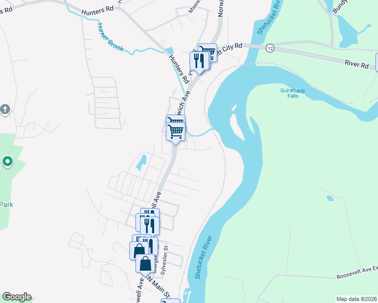 map of restaurants, bars, coffee shops, grocery stores, and more near 13 McKay Street in Norwich