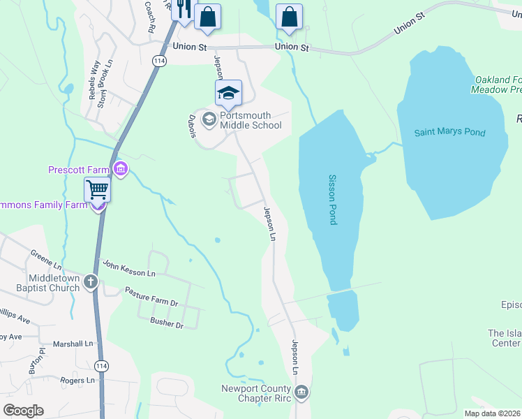 map of restaurants, bars, coffee shops, grocery stores, and more near 279 Jepson Lane in Portsmouth