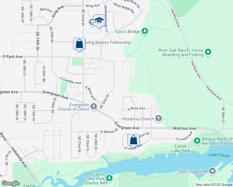 map of restaurants, bars, coffee shops, grocery stores, and more near 2308 E Caulder Ct in Des Moines