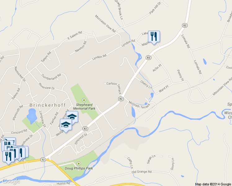 map of restaurants, bars, coffee shops, grocery stores, and more near 3 Carlson Terrace in Fishkill