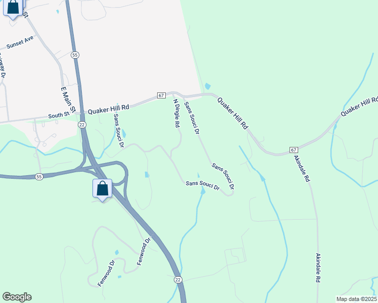 map of restaurants, bars, coffee shops, grocery stores, and more near 11 North Dingle Road in Pawling