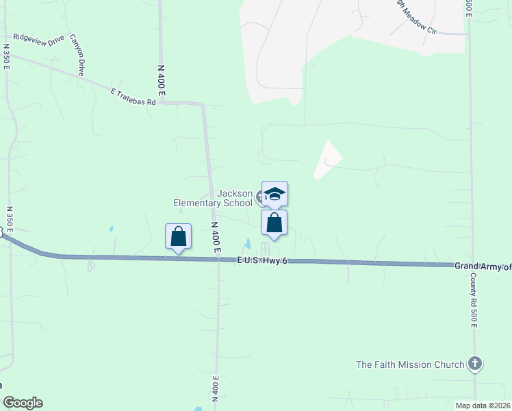 map of restaurants, bars, coffee shops, grocery stores, and more near 811 North 400 East in Valparaiso