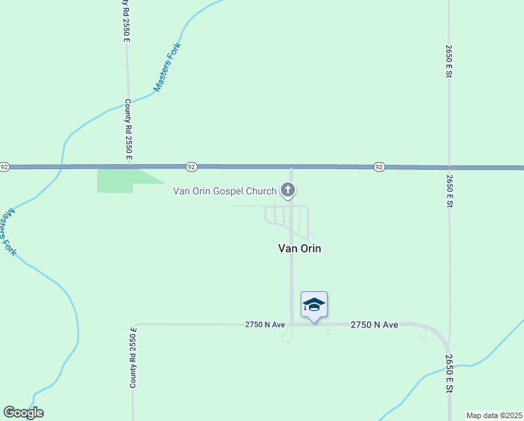 map of restaurants, bars, coffee shops, grocery stores, and more near 25890 2790 North Avenue in Van Orin
