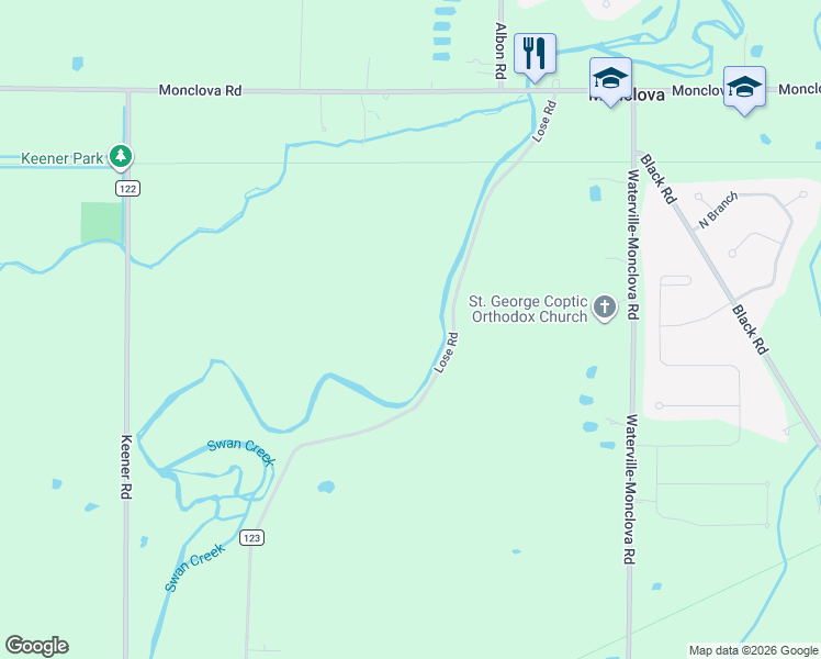 map of restaurants, bars, coffee shops, grocery stores, and more near 4848 Lose Road in Monclova