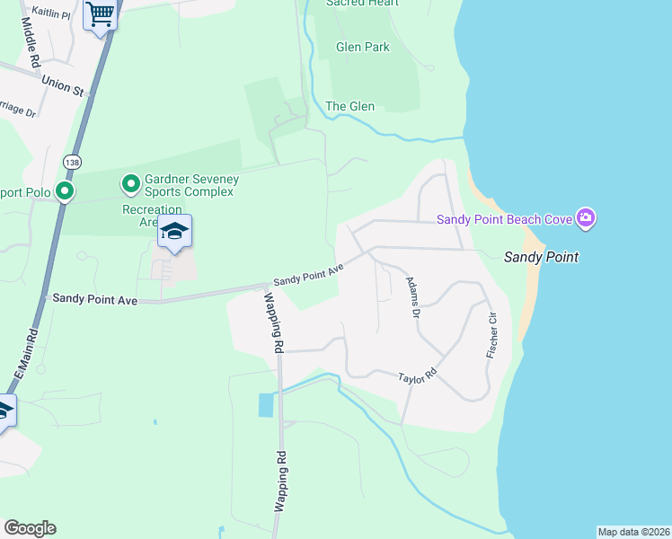 map of restaurants, bars, coffee shops, grocery stores, and more near 393 Sandy Point Avenue in Portsmouth
