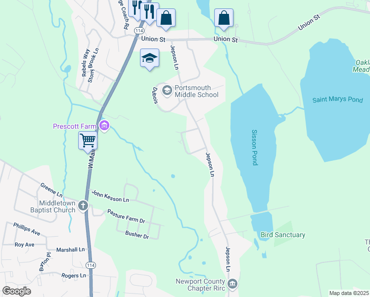 map of restaurants, bars, coffee shops, grocery stores, and more near 26 Perrault Street in Portsmouth