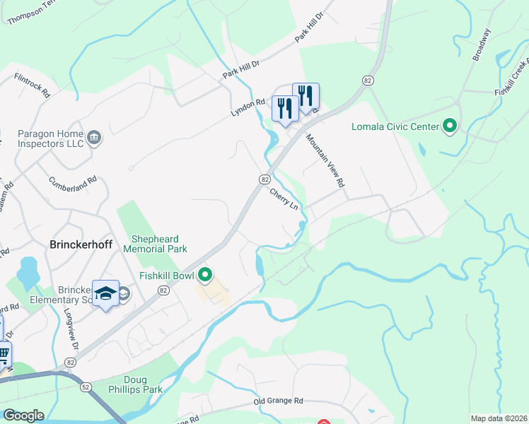 map of restaurants, bars, coffee shops, grocery stores, and more near 164 New York 82 in Fishkill
