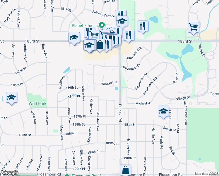 map of restaurants, bars, coffee shops, grocery stores, and more near 4472 Provincetown Drive in Country Club Hills
