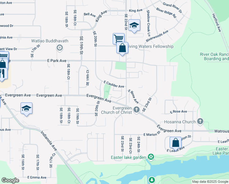 map of restaurants, bars, coffee shops, grocery stores, and more near 2101 East Caulder Avenue in Des Moines