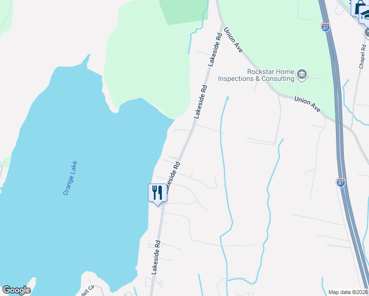 map of restaurants, bars, coffee shops, grocery stores, and more near 376 Lakeside Road in Newburgh