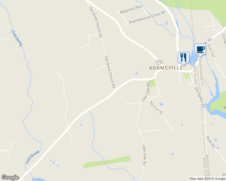 map of restaurants, bars, coffee shops, grocery stores, and more near 59 Coldbrook Road in Little Compton