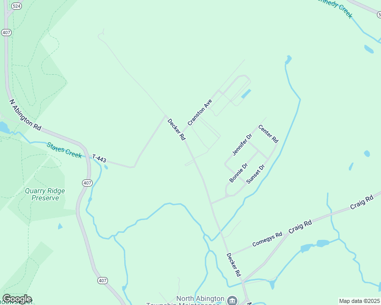 map of restaurants, bars, coffee shops, grocery stores, and more near Decker Road in Lackawanna County