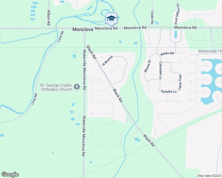 map of restaurants, bars, coffee shops, grocery stores, and more near 4802 Black Road in Monclova