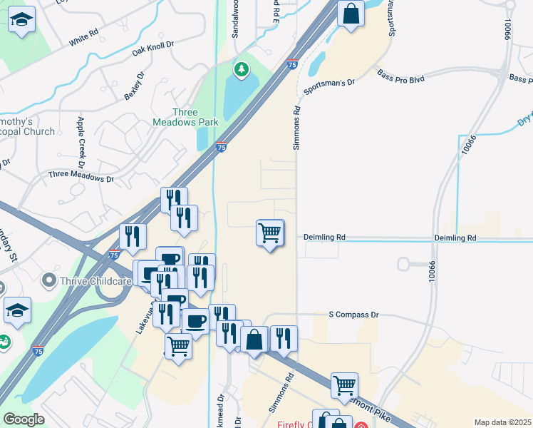 map of restaurants, bars, coffee shops, grocery stores, and more near 27631 Simmons Road in Perrysburg