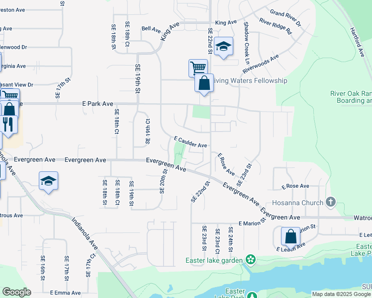map of restaurants, bars, coffee shops, grocery stores, and more near 2101 East Caulder Avenue in Des Moines