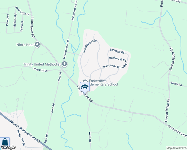 map of restaurants, bars, coffee shops, grocery stores, and more near 21 Brandywine Crossing in Newburgh