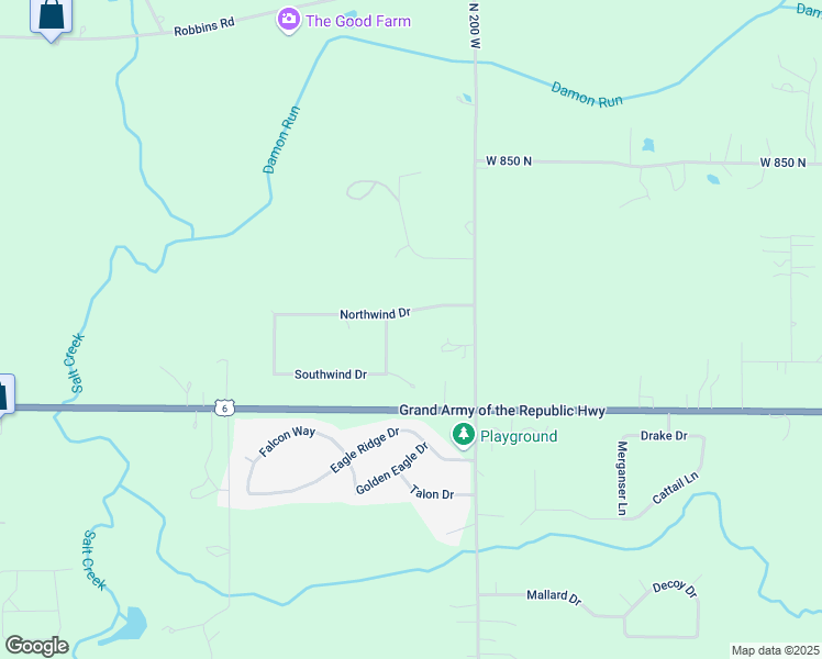 map of restaurants, bars, coffee shops, grocery stores, and more near 200-218 Northwind Drive in Valparaiso