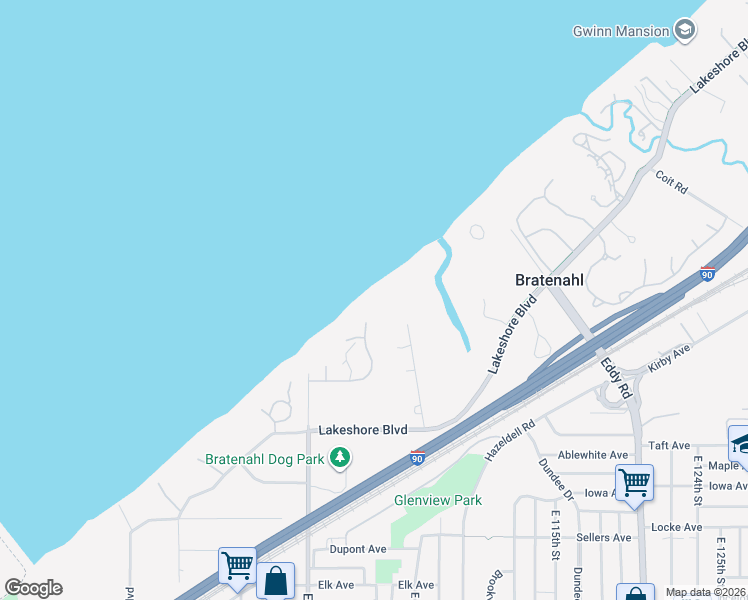 map of restaurants, bars, coffee shops, grocery stores, and more near 282 Corning Drive in Bratenahl