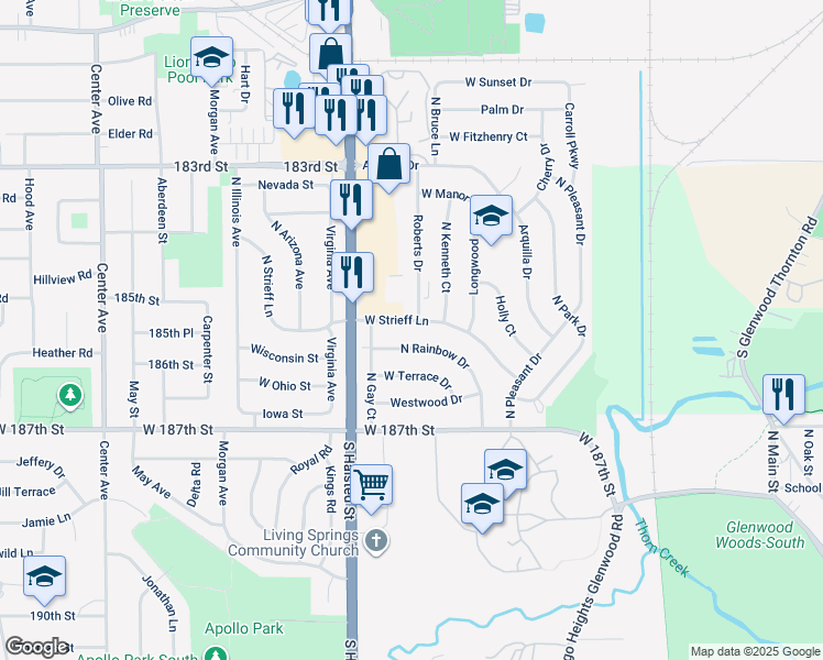 map of restaurants, bars, coffee shops, grocery stores, and more near in Glenwood