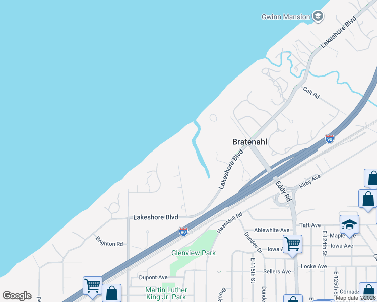 map of restaurants, bars, coffee shops, grocery stores, and more near 283 Corning Drive in Bratenahl