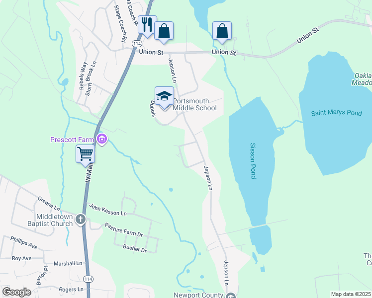 map of restaurants, bars, coffee shops, grocery stores, and more near 12 Perrault Street in Portsmouth