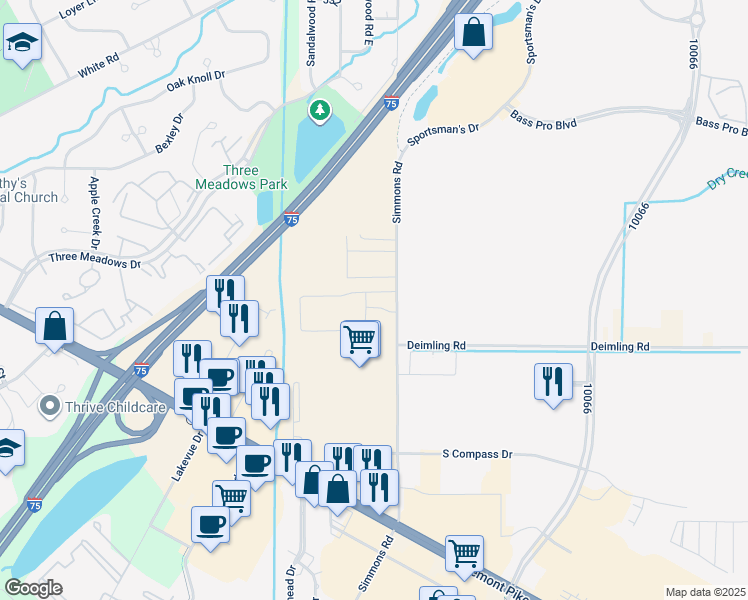 map of restaurants, bars, coffee shops, grocery stores, and more near 27631 Simmons Road in Perrysburg