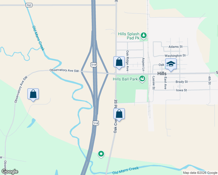 map of restaurants, bars, coffee shops, grocery stores, and more near 5201-5239 Oakcrest Hill Rd SE in Riverside