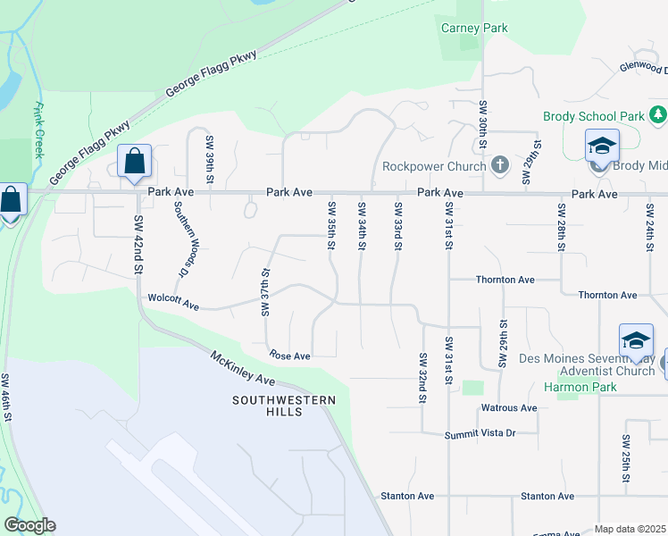 map of restaurants, bars, coffee shops, grocery stores, and more near 3506 Southwest 35th Street in Des Moines