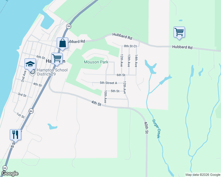 map of restaurants, bars, coffee shops, grocery stores, and more near 503 10th Avenue in Hampton