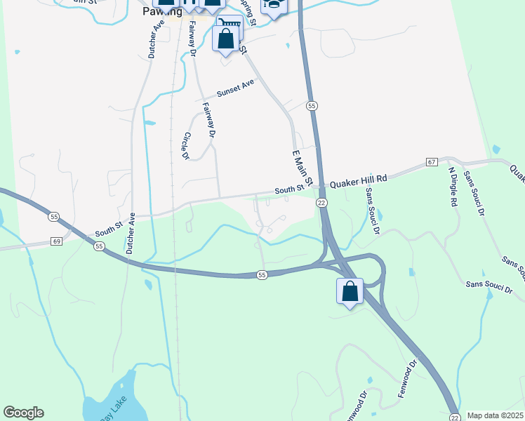 map of restaurants, bars, coffee shops, grocery stores, and more near 8 Juniper Lane in Pawling