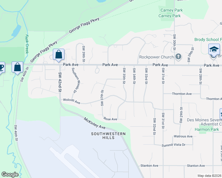 map of restaurants, bars, coffee shops, grocery stores, and more near 3620 Thornton Avenue in Des Moines