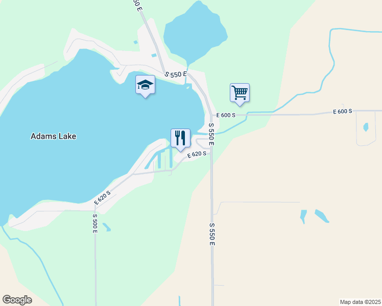 map of restaurants, bars, coffee shops, grocery stores, and more near 5415 East 620 South in Wolcottville