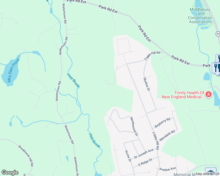 map of restaurants, bars, coffee shops, grocery stores, and more near 69 Gleneagle Road in Middlebury