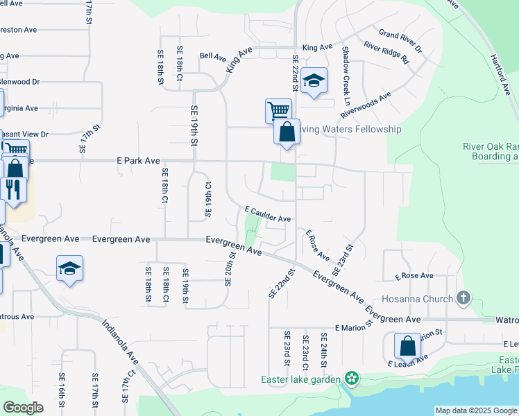 map of restaurants, bars, coffee shops, grocery stores, and more near 2112 East Caulder Avenue in Des Moines