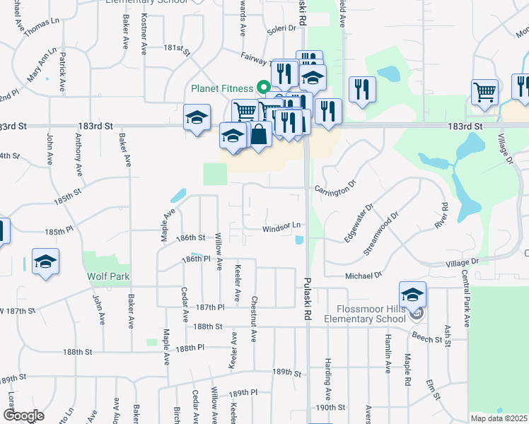 map of restaurants, bars, coffee shops, grocery stores, and more near 4583 Provincetown Drive in Country Club Hills