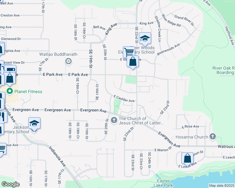 map of restaurants, bars, coffee shops, grocery stores, and more near 3401 Southeast 20th Street in Des Moines