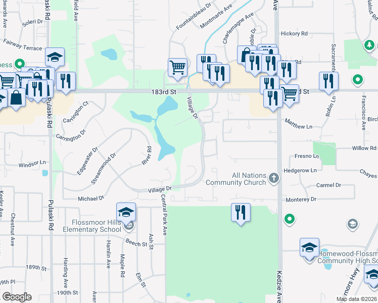 map of restaurants, bars, coffee shops, grocery stores, and more near in Hazel Crest