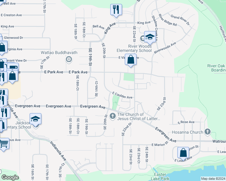 map of restaurants, bars, coffee shops, grocery stores, and more near 2008 East Caulder Avenue in Des Moines