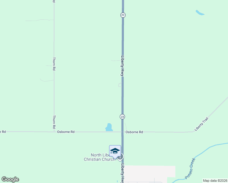 map of restaurants, bars, coffee shops, grocery stores, and more near 64769 Indiana 23 in North Liberty