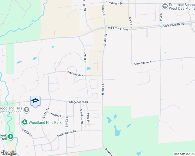 map of restaurants, bars, coffee shops, grocery stores, and more near 8925 Cascade Avenue in West Des Moines