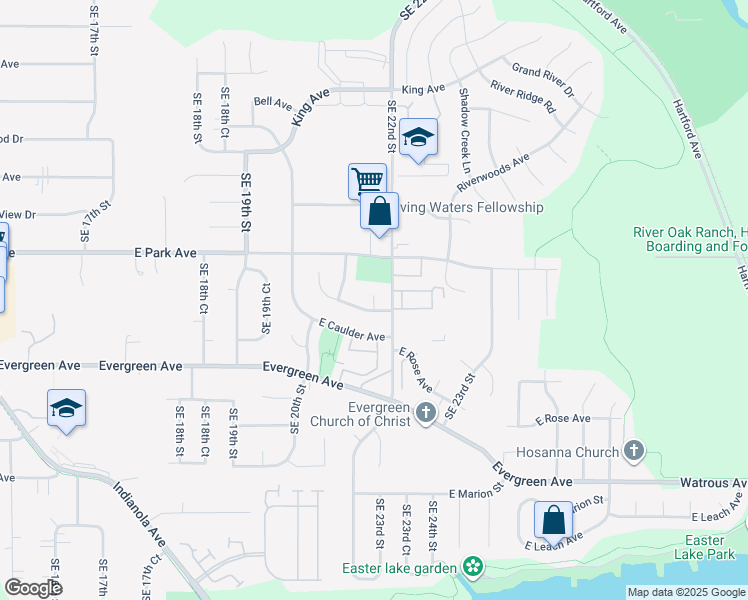 map of restaurants, bars, coffee shops, grocery stores, and more near Cedar Court in Des Moines