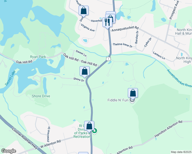 map of restaurants, bars, coffee shops, grocery stores, and more near 798 Tower Hill Road in North Kingstown