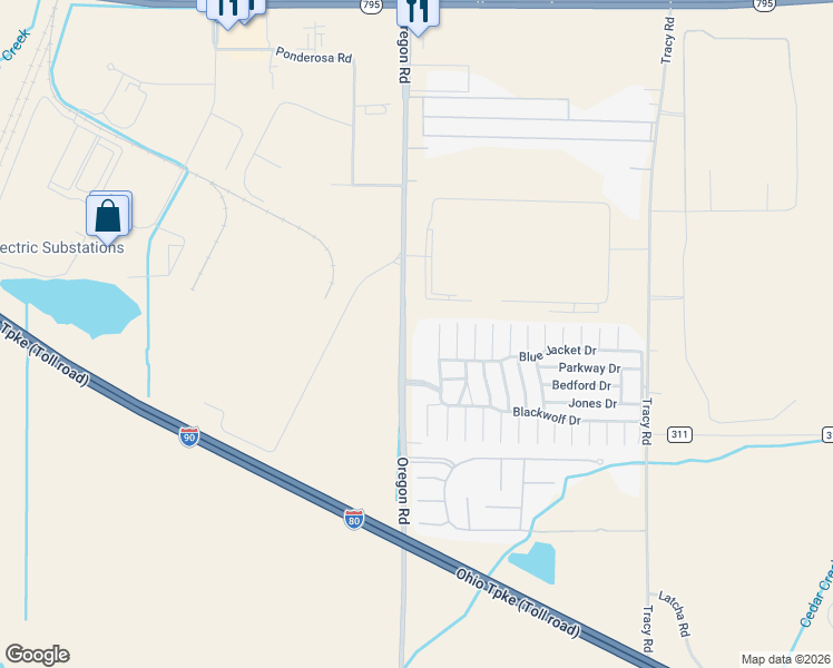 map of restaurants, bars, coffee shops, grocery stores, and more near 27744 County Road 107 in Perrysburg