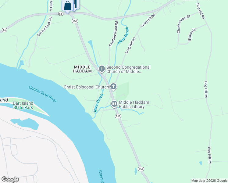 map of restaurants, bars, coffee shops, grocery stores, and more near 66 Middle Haddam Road in East Hampton