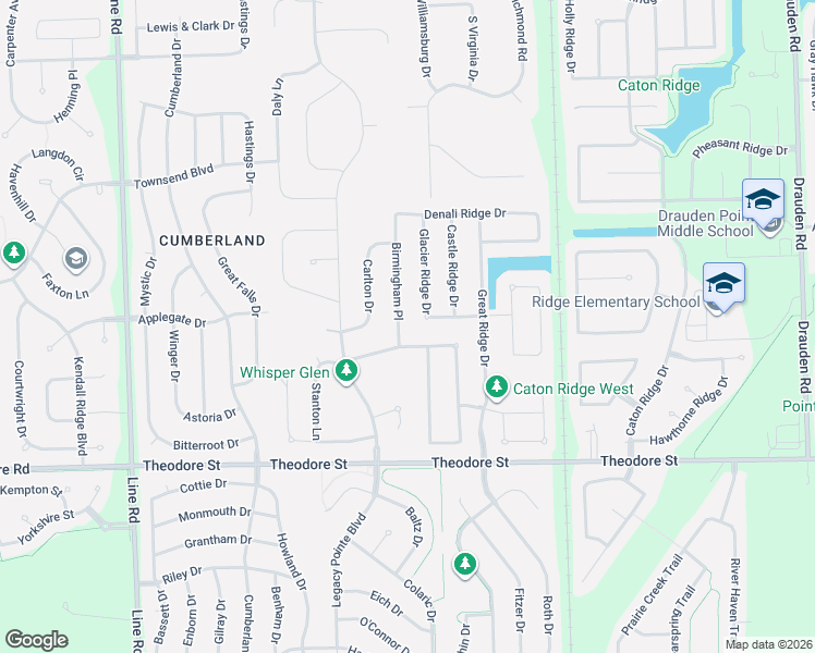 map of restaurants, bars, coffee shops, grocery stores, and more near 1807 Birmingham Place in Plainfield